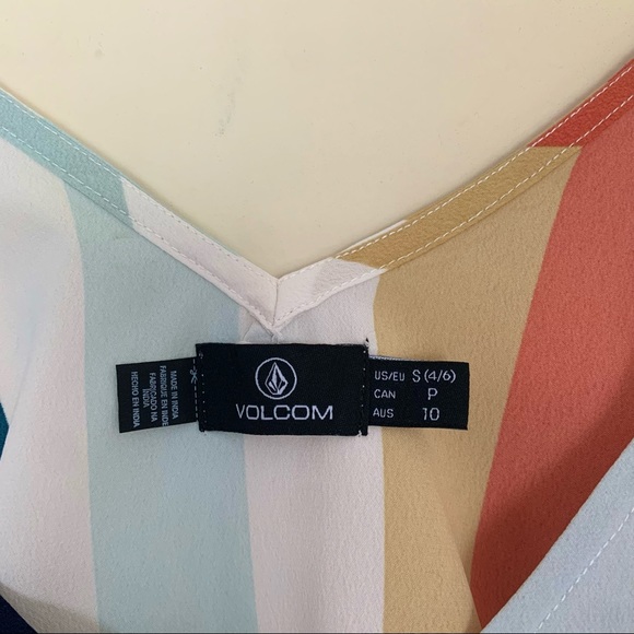 Volcom | “Flavor Up” Spaghetti Strap Striped Cropped V-neck Camisole Tank Top - Picture 5 of 16